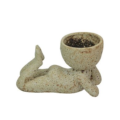 Contemplative Muse Planter Cement Sculpture, Artistic Home Decor Accent