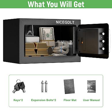 0.43 Cu Ft Small Fireproof Safe with Fireproof Bag,Dual Lock Security Safe Box for Home Office