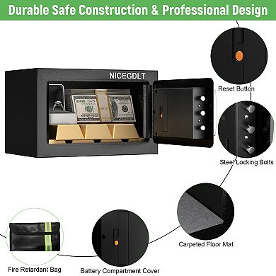 0.43 Cu Ft Small Fireproof Safe with Fireproof Bag,Dual Lock Security Safe Box for Home Office