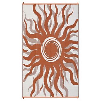 FairOnly Abstract Waterproof Outdoor Rug for Garden Balcony Reversible UV Resistant Carpet for Beach