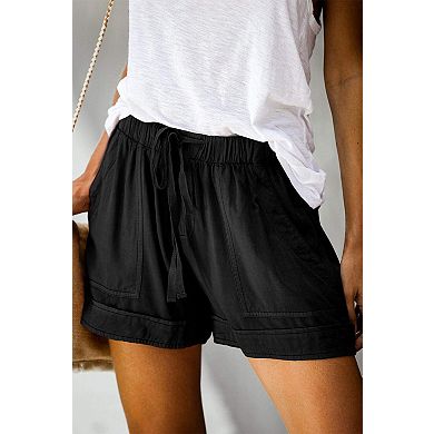 Womens Shorts Comfy Summer Drawstring High Waist Cotton Shorts for Women