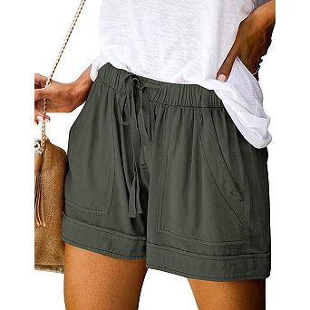 Womens Shorts Comfy Summer Drawstring High Waist Cotton Shorts for Women