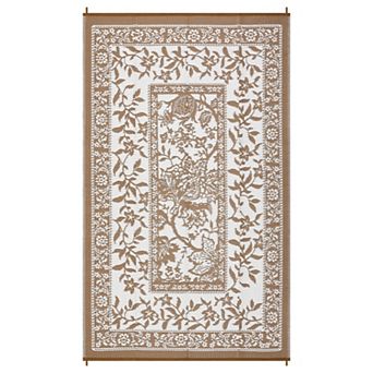 FairOnly Pastoral Reversible Outdoor Rug for Beach Picnic UV Resistant Portable Mat for Poolside RV