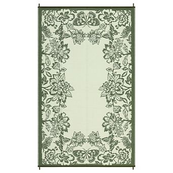 FairOnly Modern Plastic Straw Reversible Outdoor Rug for Patio UV Resistant Waterproof Mat for Beach