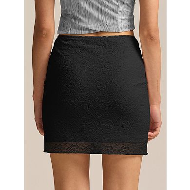 Women's Lace Half Slip Underskirt Short Anti-Slip Static Resistant Solid Under Dress Slip Skirt