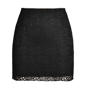 Women's Lace Half Slip Underskirt Short Anti-Slip Static Resistant Solid Under Dress Slip Skirt