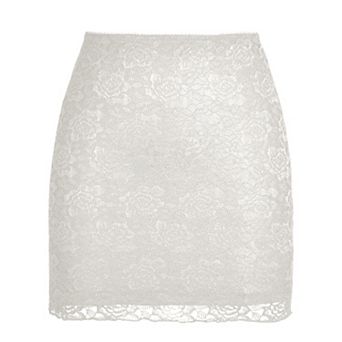 Women's Lace Half Slip Underskirt Short Anti-Slip Static Resistant Solid Under Dress Slip Skirt