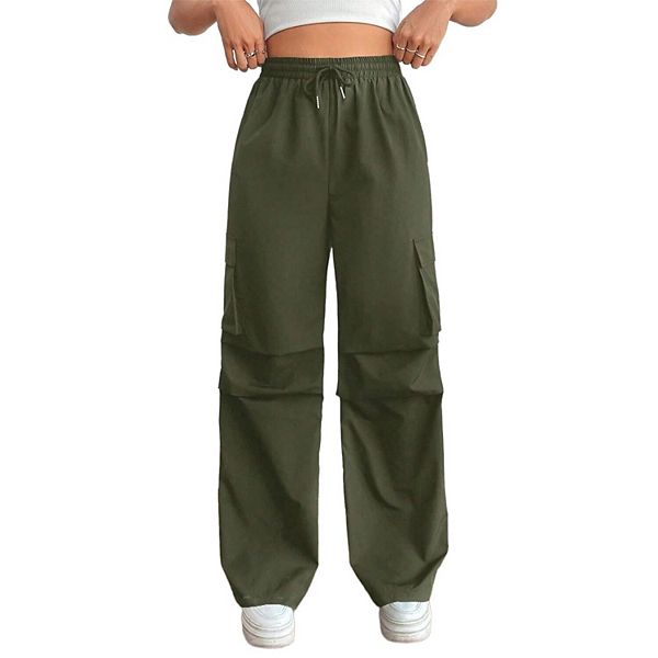 Cargo Pants Women High Waisted Parachute Pants with Pockets Loose