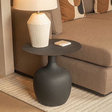 Hello Honey Modern Textured Round Metal Side Table