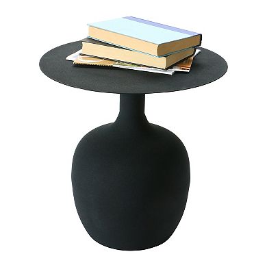 Hello Honey Modern Textured Round Metal Side Table