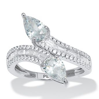 PalmBeach Jewelry 2.50 TCW Pear Cut Cubic Zirconia Sterling Silver Wrap Ring