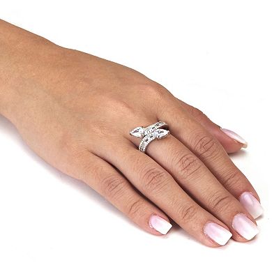 PalmBeach Jewelry 2.50 TCW Pear Cut Cubic Zirconia Sterling Silver Wrap Ring
