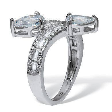 PalmBeach Jewelry 2.50 TCW Pear Cut Cubic Zirconia Sterling Silver Wrap Ring
