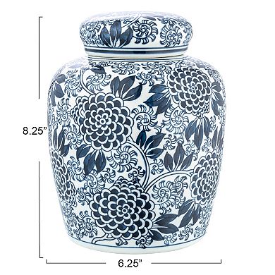 Hello Honey Decorative Floral Ceramic Ginger Jar with Lid