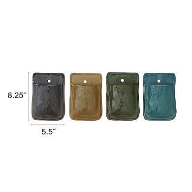 Hello Honey Large Decorative Terra-cotta Wall Pocket Planter, Multicolor, Set of 4