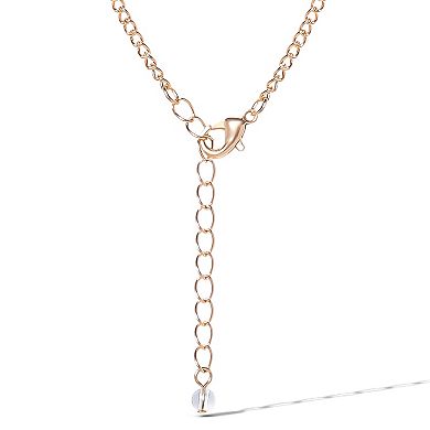 JS Jessica Simpson Crystal Gold Tone Cross Pendant Necklace