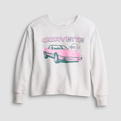 Juniors' Corvette Terry Long Sleeve Cropped Sweatshirt