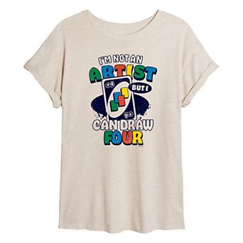 Juniors' UNO I'm Not An Artist But I Can Draw Four Oversized Tee