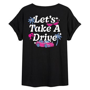 Juniors' Barbie Let's Take A Drive Oversized Tee