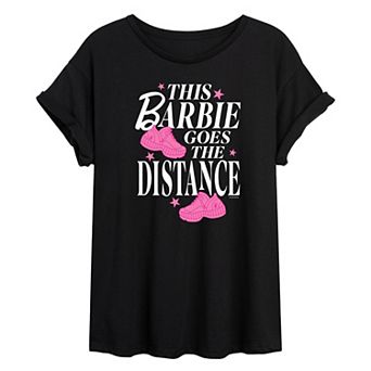 Juniors' Barbie This Barbie Goes The Distance Oversized Tee