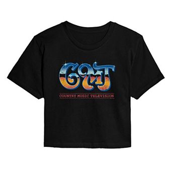 Juniors' CMT Retro Chrome Logo Cropped Tee