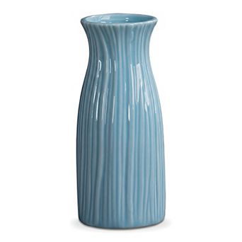 Small Ceramic Bud Vase Modern Cylinder Vase Matte Ribbed Decorative Flower Vase for Boho Home Decor