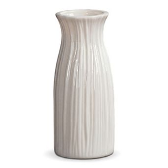 Small Ceramic Bud Vase Modern Cylinder Vase Matte Ribbed Decorative Flower Vase for Boho Home Decor