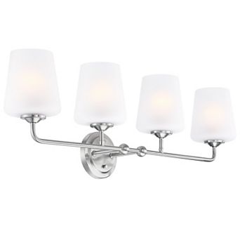 Design House Stasia 4-Light Vanity Light with Frosted Glass Tapered Shades