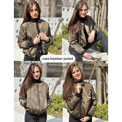Zeagoo Women's Bomber Jacket Casual Coat Zip Up Spring Fall Clothes with Pockets