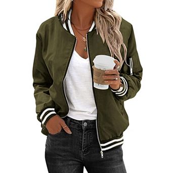 Zeagoo Women's Bomber Jacket Casual Coat Zip Up Spring Fall Clothes with Pockets