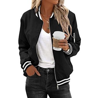 Zeagoo Women's Bomber Jacket Casual Coat Zip Up Spring Fall Clothes with Pockets