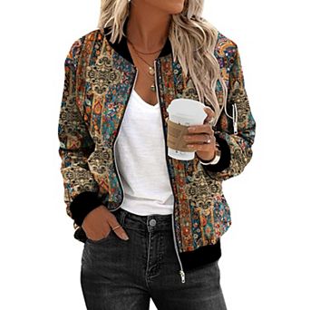 Zeagoo Women's Bomber Jacket Casual Coat Zip Up Spring Fall Clothes with Pockets