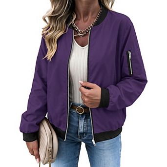 Zeagoo Women's Bomber Jacket Casual Coat Zip Up Spring Fall Clothes with Pockets