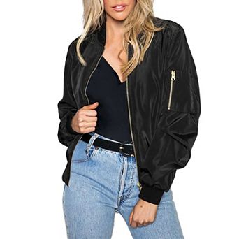 Zeagoo Women's Bomber Jacket Casual Coat Zip Up Spring Fall Clothes with Pockets