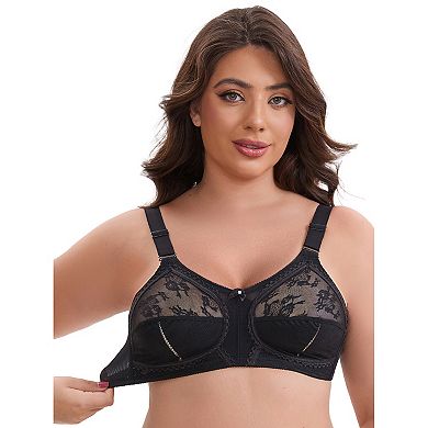 2 Packs Women's V-Neck Full Cup Wireless Adjustable Straps Bralette Lace Back Double Breasted Bras