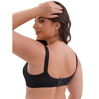 2 Packs Women's V-Neck Full Cup Wireless Adjustable Straps Bralette Lace Back Double Breasted Bras