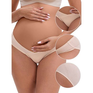6 Packs Women's Mid-Waisted Tummy Support Maternity Briefs Hi-Cut Seamless Underwears