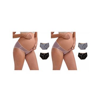 6 Packs Women's Mid-Waisted Tummy Support Maternity Briefs Hi-Cut Seamless Underwears