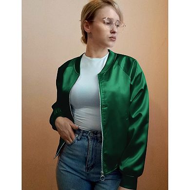 Zeagoo Women's Classic Solid Striped Biker Jacket Zip Up Fashion Bomber Jacket Coat