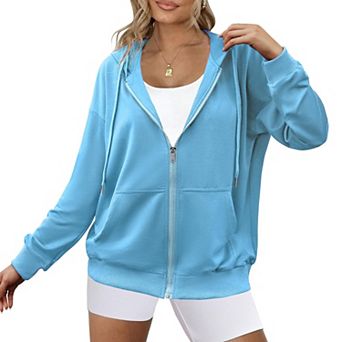 Zeagoo Women's Lightweight Zip Up Hoodies Oversized Casual Sweatshirt Jacket with Pocket