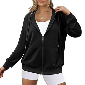 Zeagoo Women's Lightweight Zip Up Hoodies Oversized Casual Sweatshirt Jacket with Pocket