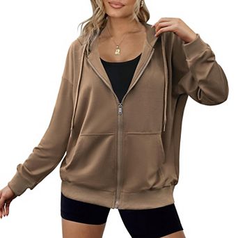 Zeagoo Women's Lightweight Zip Up Hoodies Oversized Casual Sweatshirt Jacket with Pocket