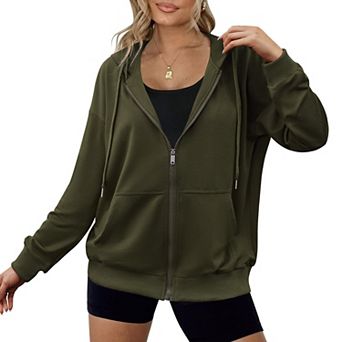 Zeagoo Women's Lightweight Zip Up Hoodies Oversized Casual Sweatshirt Jacket with Pocket