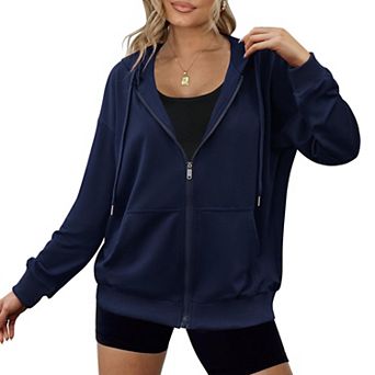 Zeagoo Women's Lightweight Zip Up Hoodies Oversized Casual Sweatshirt Jacket with Pocket