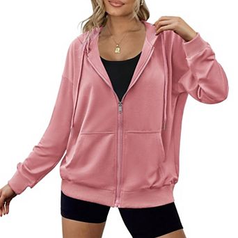 Zeagoo Women's Lightweight Zip Up Hoodies Oversized Casual Sweatshirt Jacket with Pocket