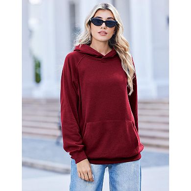 Zeagoo Women's Soft Fleece Raglan Long Sleeve Pullover Hoodies with Pocket Preppy Tops