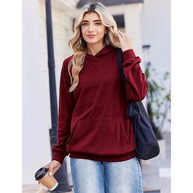 Zeagoo Women's Soft Fleece Raglan Long Sleeve Pullover Hoodies with Pocket Preppy Tops