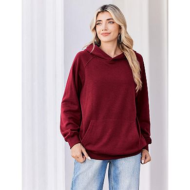 Zeagoo Women's Soft Fleece Raglan Long Sleeve Pullover Hoodies with Pocket Preppy Tops
