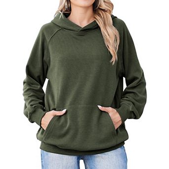 Zeagoo Women's Soft Fleece Raglan Long Sleeve Pullover Hoodies with Pocket Preppy Tops