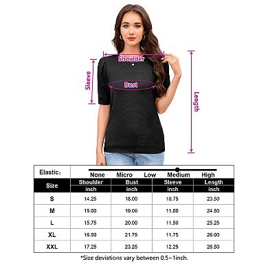 Women's Crew Neck Short Sleeve Pullover Sweater